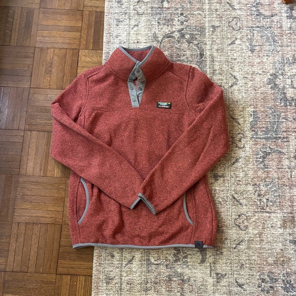 L.L. Bean Sweaters - L.L. Bean Women's Red Zip-Up Sweater with Gray Trim